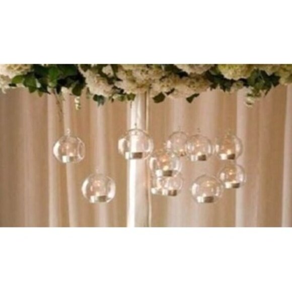 Clear Glass Hanging Ball, Orbs, Ornaments With Jute Twine For Decor Set Of 3 - Picture 10 of 12